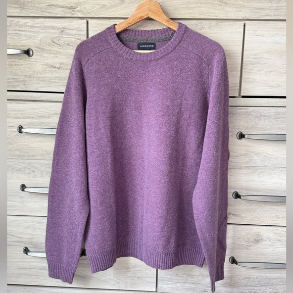 Super cool New Lands' End Purple Crewneck Sweater Soft Knit Men’s size L - Picture 1 of 8